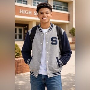 SUPERNOVA 16/18 Heavy and Warm sweater for big boys grey/navy blue